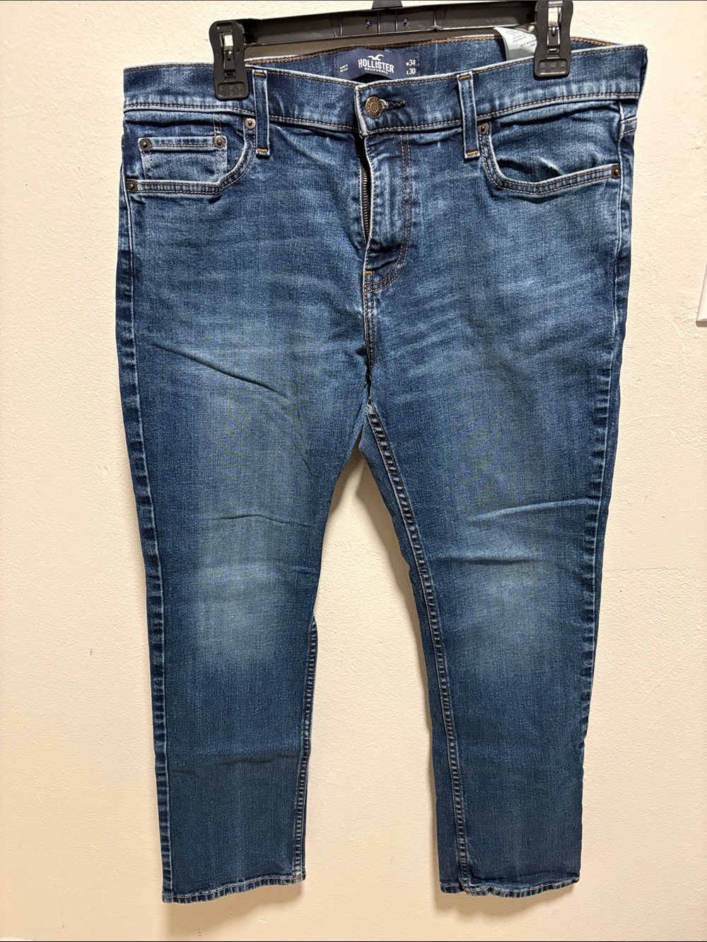 Hollister Men's Slim Straight Mid-Blue 34x29